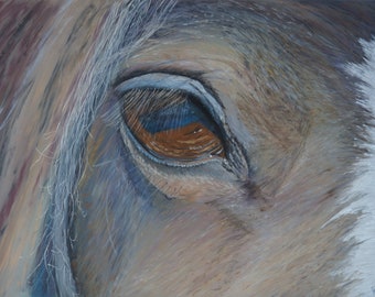 Horse original soft pastel, horse artwork, unframed art, original art, soft pastel art, horse eye painting, equine wall art, gift idea,