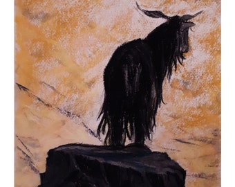 Billy Goat original soft pastel, goat artwork, unframed art, original art, soft pastel art, goat painting, wall art hanging, gift idea