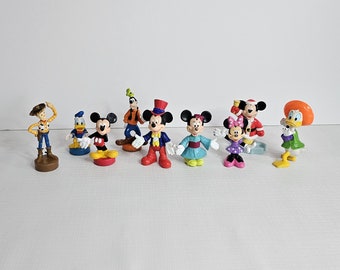 Disney Vintage Mickey Mouse Mini Mouse Donald Duck Stamp Figurine - Set of 9 Figurines