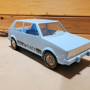 Volkswagen Rabbit Diesel Car Processed Plastics Hatchback Blue Large Vitnage Toy
