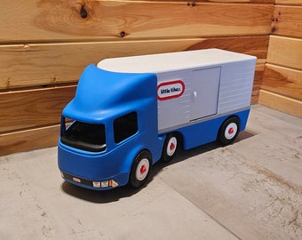 Little Tikes Vintage Large Semi Truck Blue, Ride On Tractor Trailer, 23" Big Rig Toddler Toy