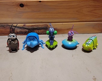McDonalds Happy Meal Toy 1998 Walt Disney Bugs Life Single Toys - Francis Ladybug Dim Rhinoceros Beetle Heimlich the caterpillar Dot