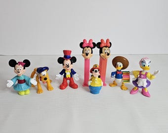 Disney Vintage Mickey Mouse Mini Mouse Donald Duck Stamp Figurine - Set of 8 Figurines