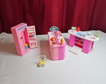 Vintage Barbie Kitchen Pink Mattel 90s Lot