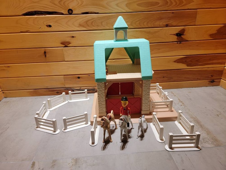 Little Tikes Horse Stable Barn Dollhouse Jockeys Horses Etsy