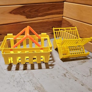Panier et support à vaisselle Jouet Fisher Price Vintage Jaune 1984