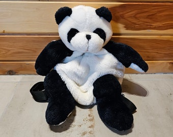 Panda Plush Vintage Backpacks Black and White