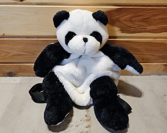 Panda Plush Vintage Backpacks Black and White