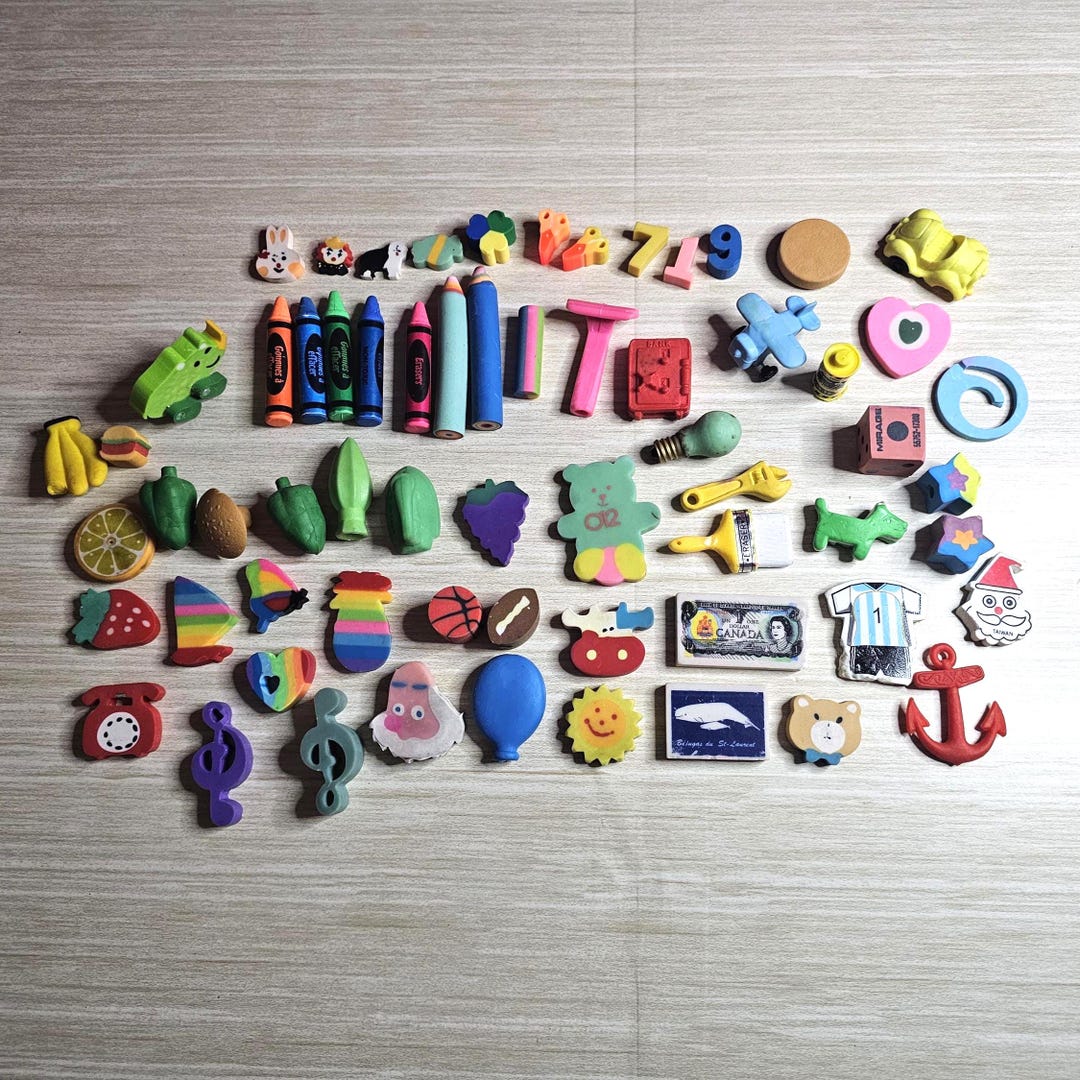 Vintage 1980s/90s Erasers - Pack of 64 - Etsy