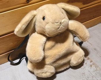 Vintage Beige Plush Rabbit Backpack
