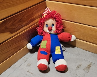 Vintage Clown Plüschtier Ganz 1985 Rot Blau