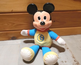 Mickey Mouse pluche pop voor het slapengaan, vintage 1990 Walt Disney