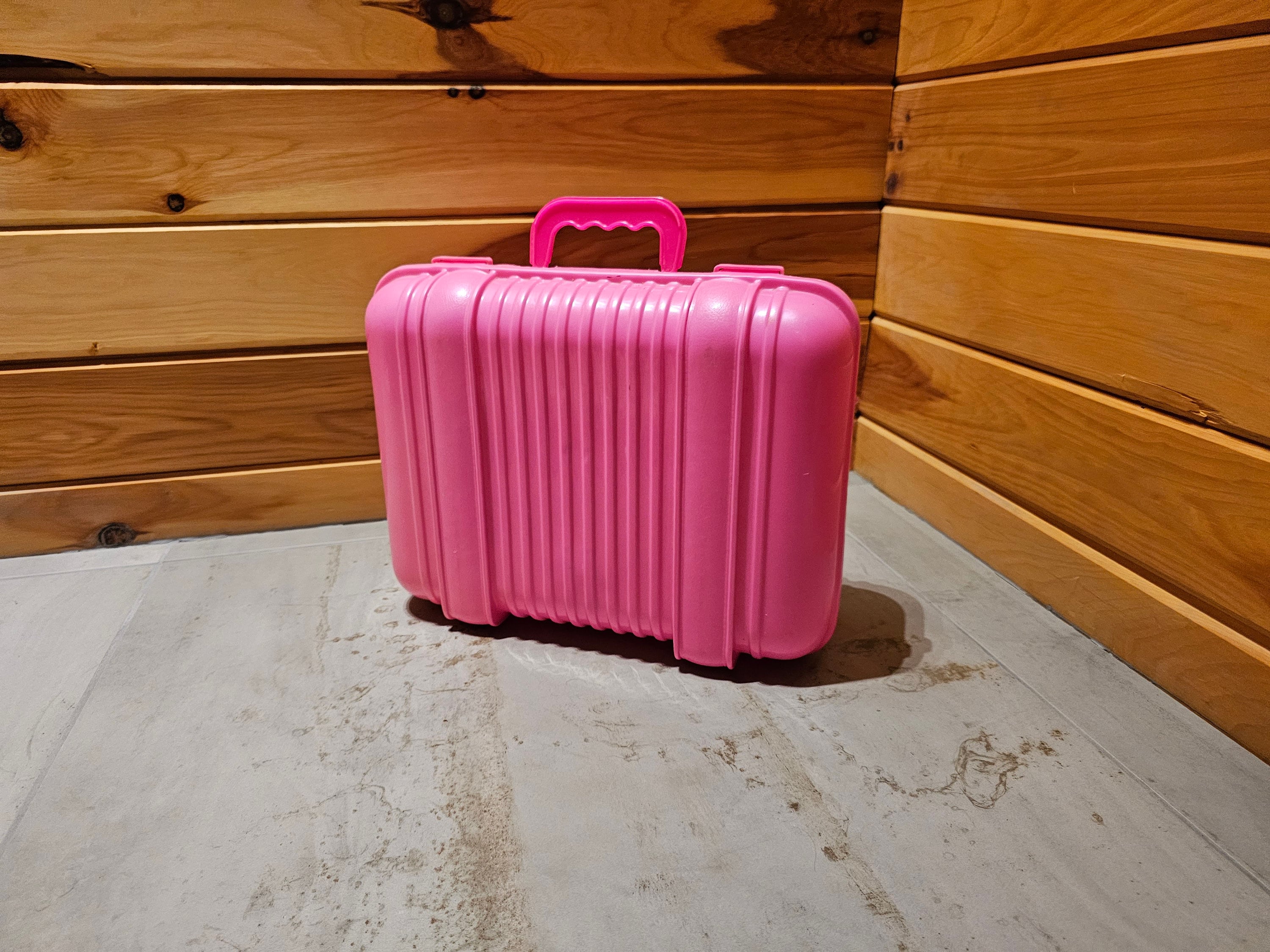 Barbie Travel Case, 1980s Vintage Pink and Yellow Barbie Travel