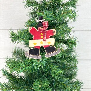 Wooden Ice Skater Ornament