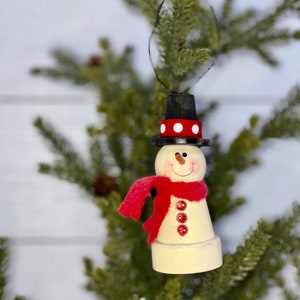 Standing Flower Pot Snowman Ornament