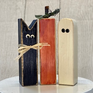 Wooden Cat Pumpkin Ghost Blocks