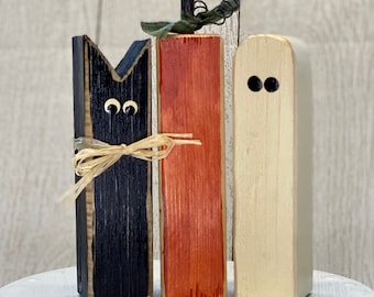 Wooden Cat Pumpkin Ghost Blocks