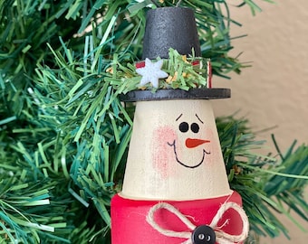 Flowerpot Snowman Ornament