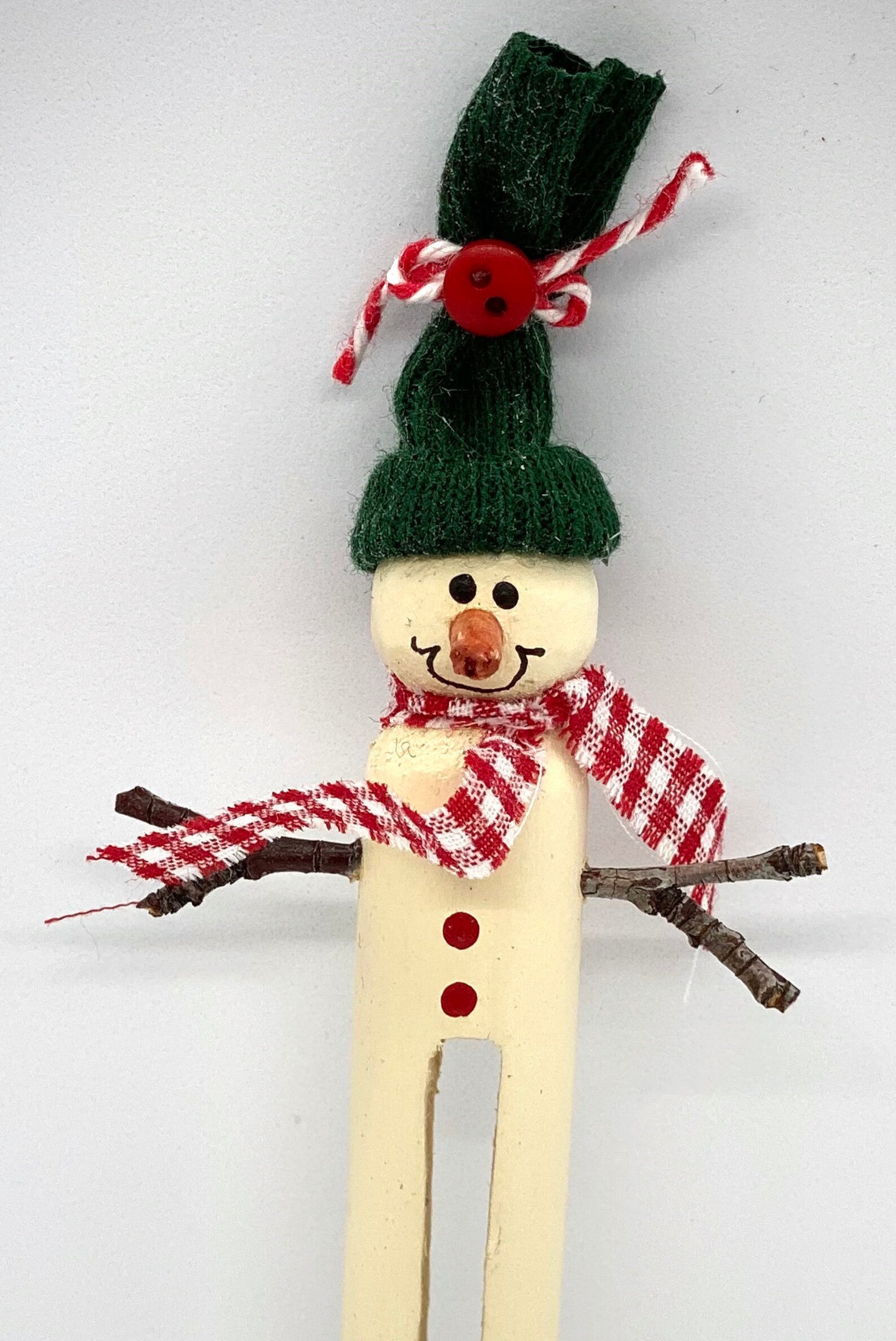 Clothespin Snowman Ornament Wooden Clothespin Snowman | Etsy