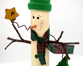 Wooden Standing Snowman