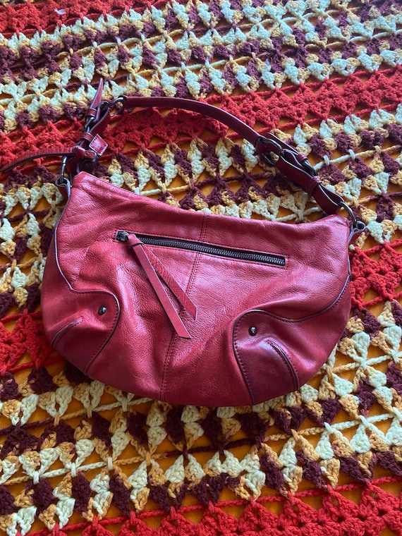 90s red leather Danier handbag - image 1