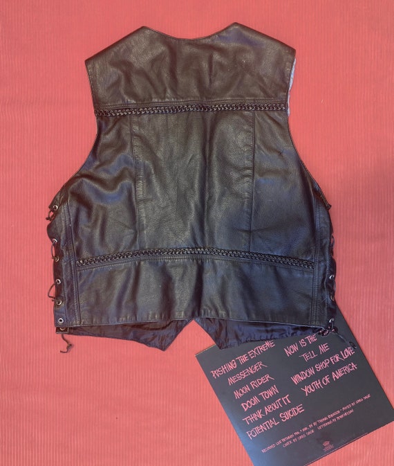 90s trim braided leather vest - image 3