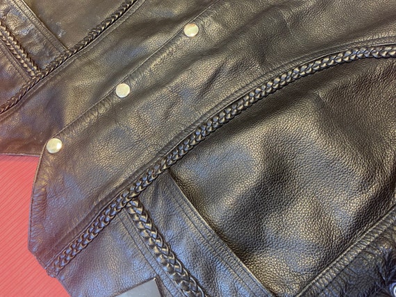 90s trim braided leather vest - image 2