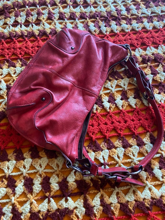 90s red leather Danier handbag - image 2