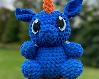 Crochet Baby Dragon Plush – Handmade Amigurumi Dragon Toy, Soft Blanket Yarn Stuffed Animal, Fantasy Nursery Decor