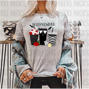 Wednesday tshirt, Wednesday Addams tee, Wednesday coffee, coffee lover tshirt, horror show shirt, trendy tee, valentines gift