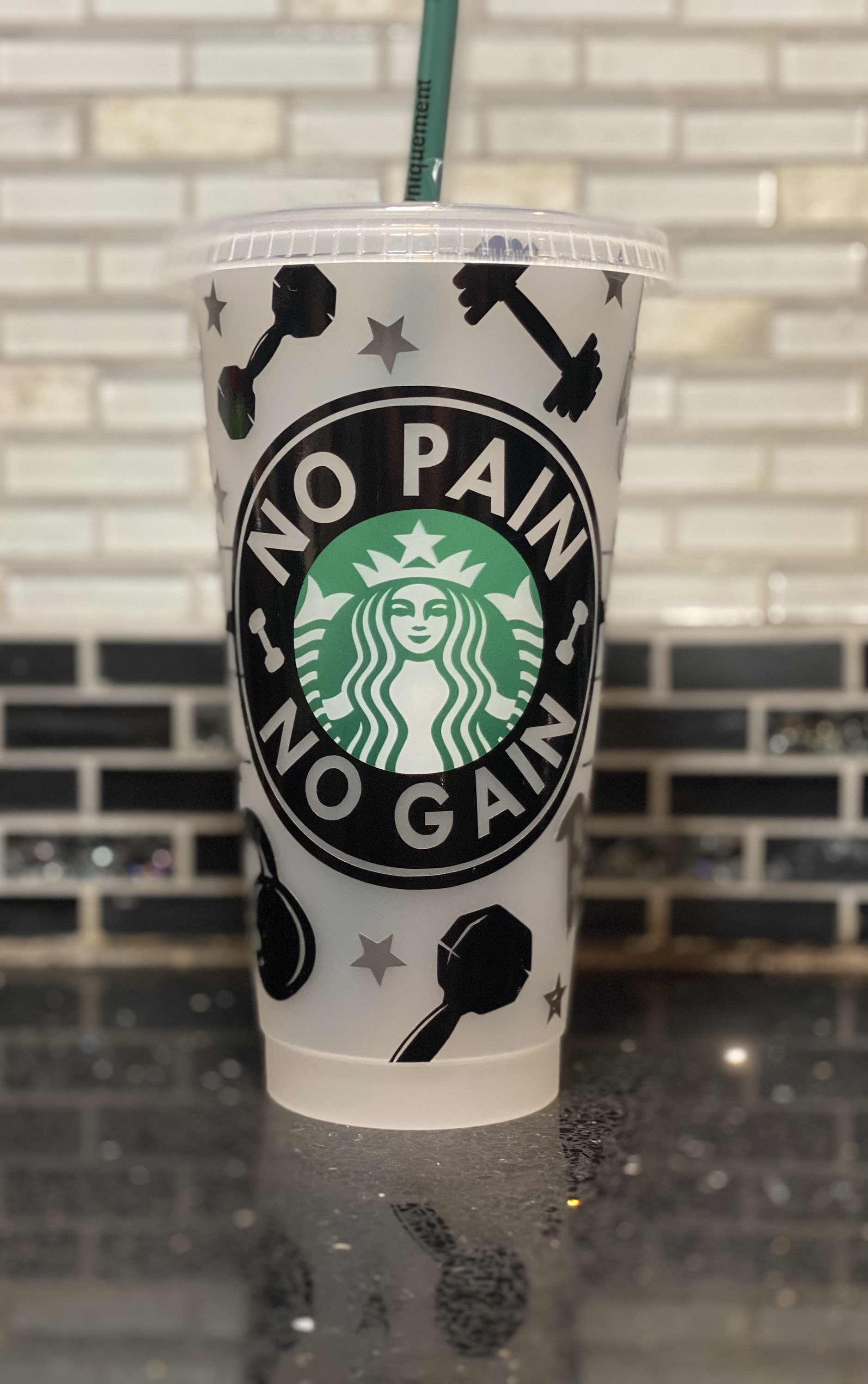 No Pain No Gain Starbucks Cold Cup Wrap 24oz