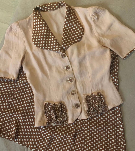 Vintage 1940s crepe suit XS