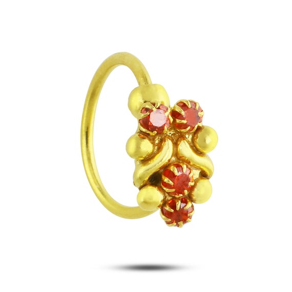 14k Gold Plated 4 Red Diamond Nose Ring Etsy Australia