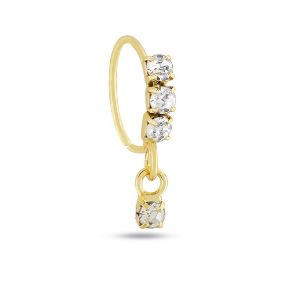 Diamond Marquise Tri-Bead Yellow Gold Threaded Single Earring – Wildlike