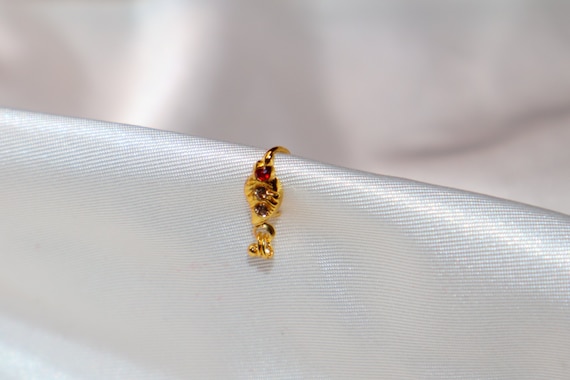 Red Diamond Leaf Nose Ring Etsy Australia