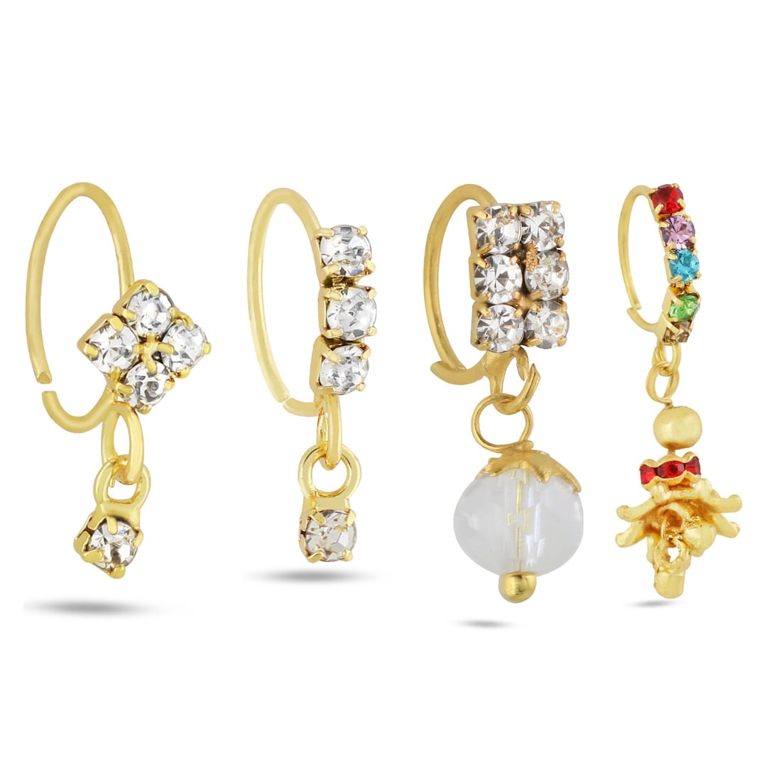 14k Gold Plated Nose Ring Set Etsy