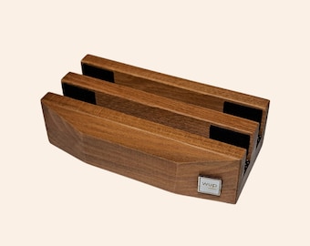 Soporte de madera para MacBook/Surface: soporte vertical para portátil, organizador de escritorio, estación de acoplamiento para escritorio