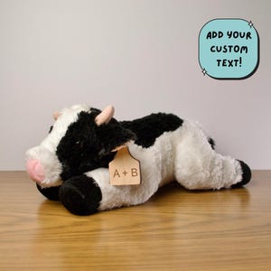 Personalized Floppy Holstein Cow Plush with cow tag, Western gifts, Anniversary gifts, Cowgirl Gifts