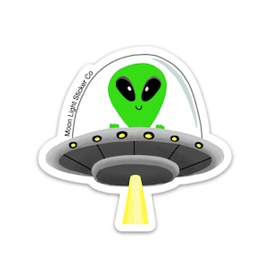 Sticker extraterrestre, petits hommes verts, résistant aux intempéries, lavable au lave-vaisselle, design original, finition mate, sticker pour ordinateur portable imprimé en vinyle