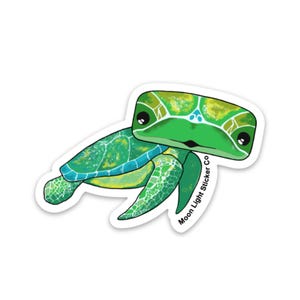 Pegatina de tortuga marina: linda tortuga sonriente, resistente a la intemperie, apta para lavavajillas, acabado mate, impresión en vinilo, pegatina original para botella de agua