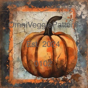 Patrón de decoupage con pintura para imprimir en forma de calabaza, decoración del hogar, arte de pared, tarjetas, papel, manualidades, diario, efímeras, técnica mixta, diseño de Halloween 0102