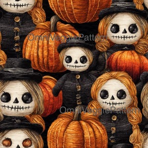 Muñecos de calabaza para imprimir, pintar, decoupage, patrón, decoración del hogar, arte de pared, tarjetas, papel, manualidades, diario, efímera, técnica mixta, diseño de Halloween 0105