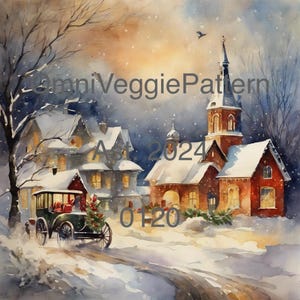 Vintage kerst aquarel verf woondecoratie muurkunst decoupage papier ambachten dagboek Ephemera collage kaart downloaden 0120