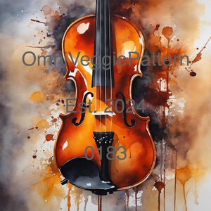 Patrón de decoupage con pintura para imprimir en papel, arte clásico de violín, decoración del hogar, arte de pared, manualidades, diario, patrón de efímera 0183