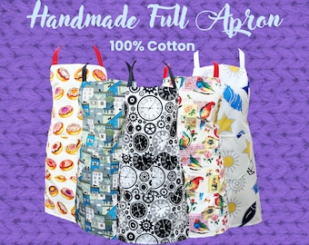 Aprons for Men & Women, One Size, Large Pockets, Long Ties, 100% Cotton