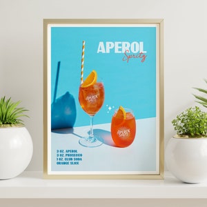 Aperol Spritz | Printable Wall Art | Retro Wall Art | Cocktail Decor | Digital Download