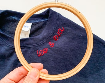NAVY | Hand Embroidered Sweatshirt, Hand Stitched Name, Custom Crewneck, Personalized Christmas Gift, Kids Name Sweatshirt for Mama