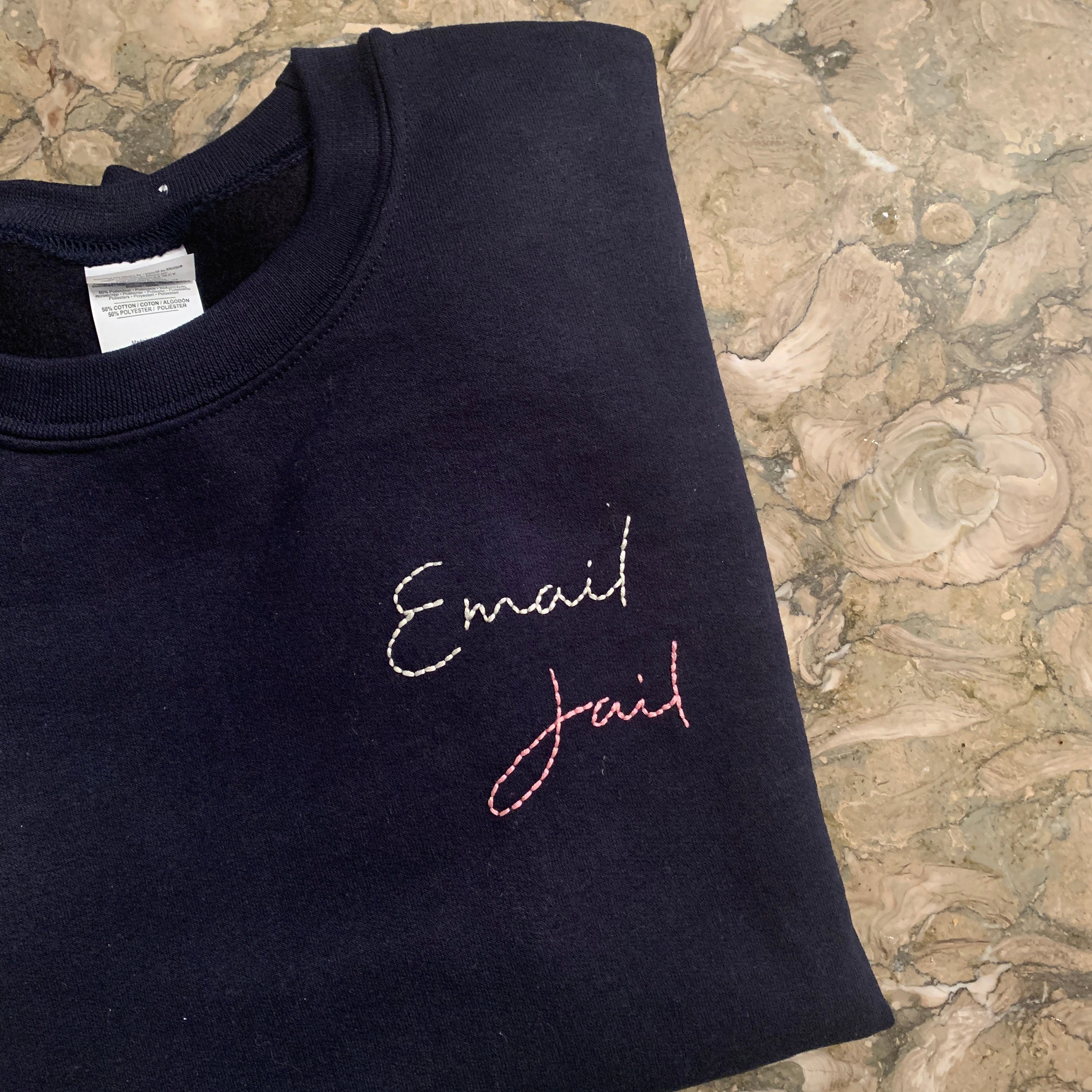 Custom Hand Stitched Sweatshirt Hand Embroidery Crewneck Etsy