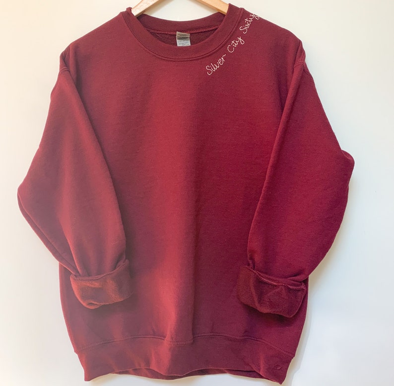 Custom Hand Stitched Sweatshirt Hand Embroidery Crewneck Etsy