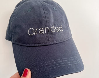 Hand Embroidered Hat, Personalized Dad Hat, Custom Embroidered Cap for Her, Gift for new Grandpa, Grandma Gift for Women